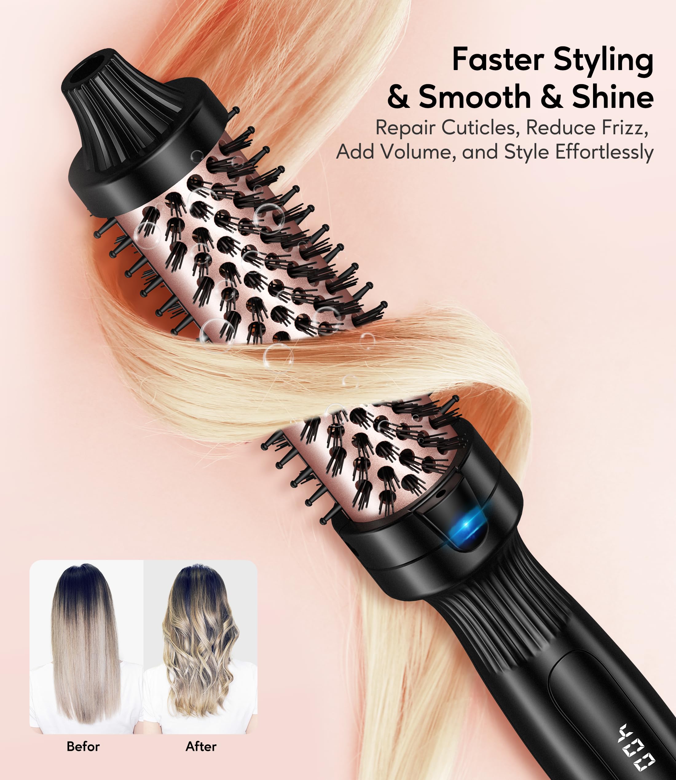 Terviiix ceramic-tourmaline ionic heat distribution delivers even styling and reduces heat damage.