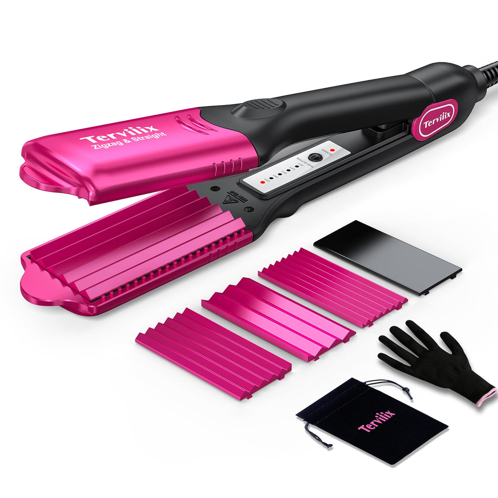 Terviiix crimper full iron pink for quick all-over texture and root lift