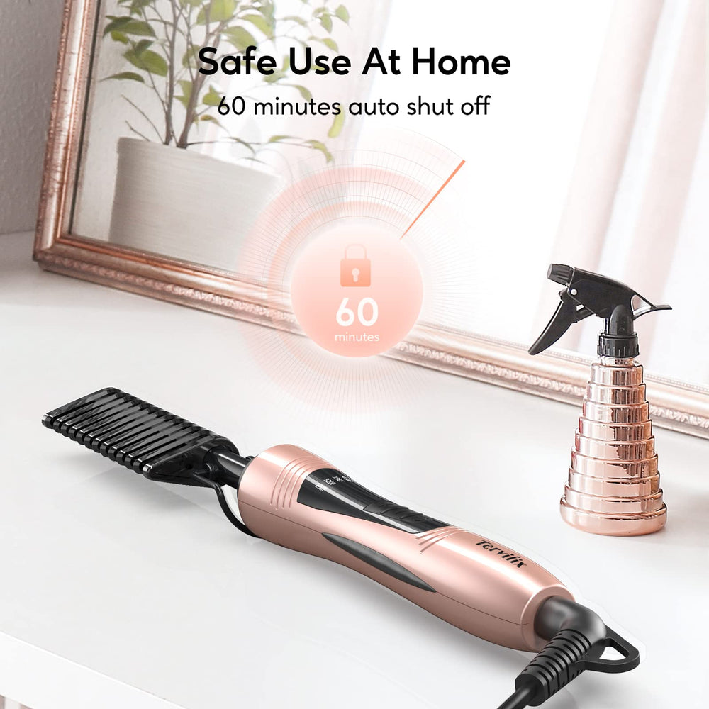 Terviiix dual voltage hot comb supports worldwide travel styling.