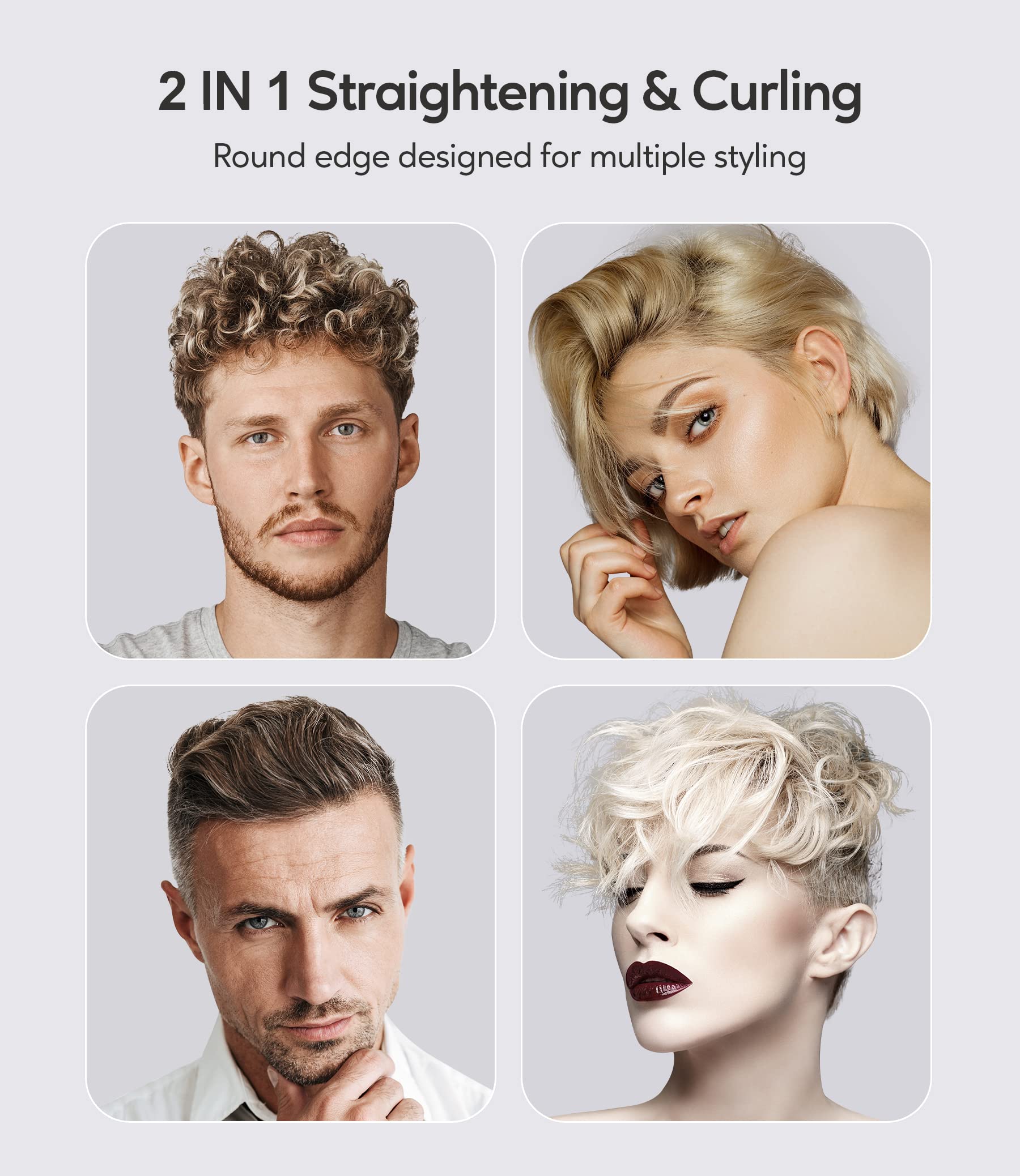 Terviiix flat iron rounded-edge design enabling straightening and curling for short hair