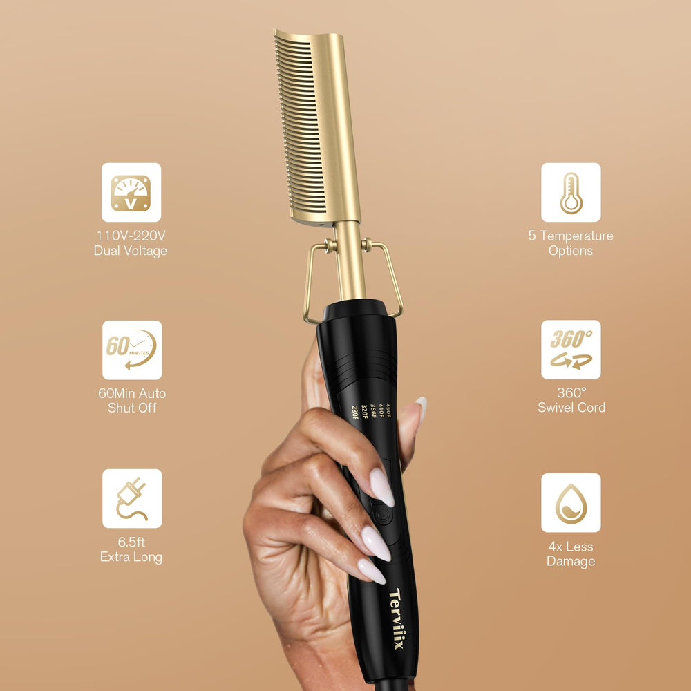 Terviiix hot comb 360 swivel cord reduces tangling in professional or home styling.