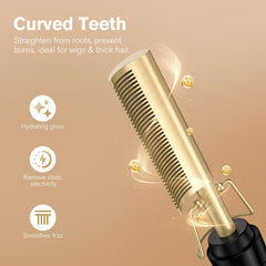 Terviiix hot comb anti-scald design on handle ensuring safe styling.