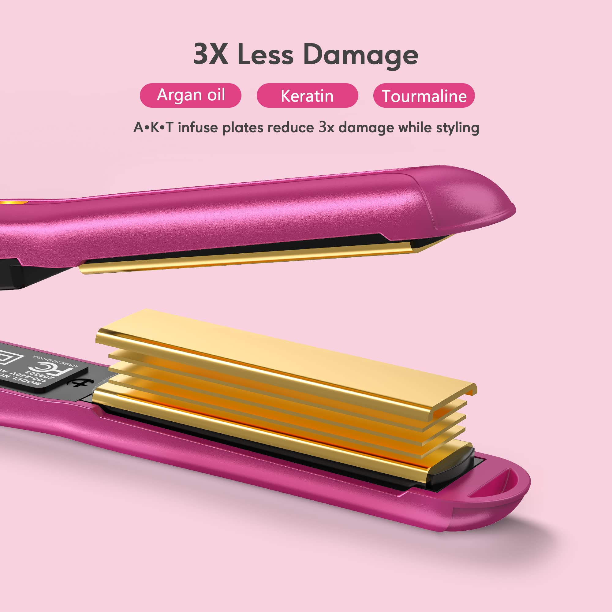 Terviiix pink mini iron closeup highlights compact design and portability.