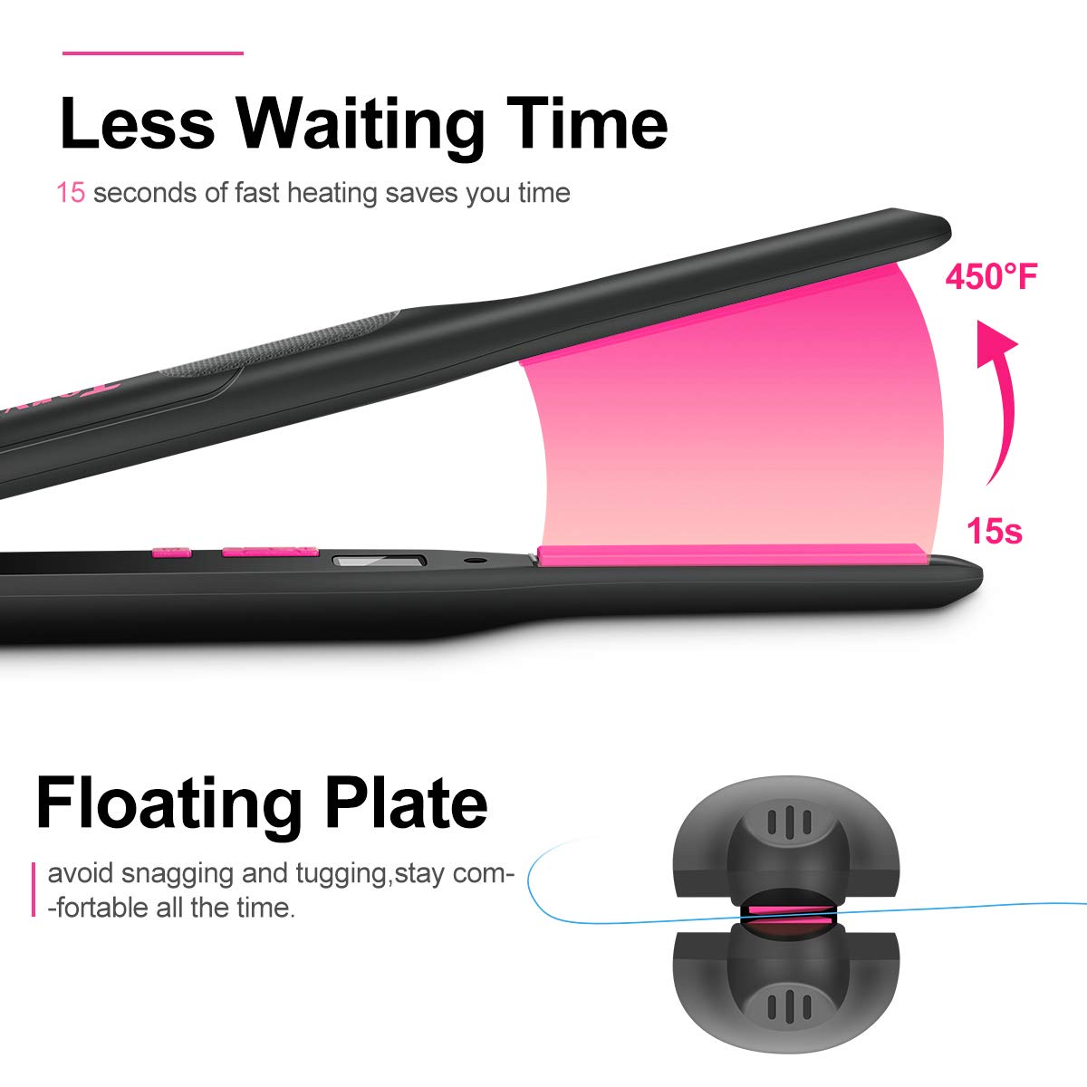 Terviiix Pencil Flat Iron ceramic tourmaline plate delivers smooth frizz-free results