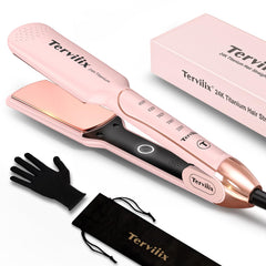Terviiix titanium flat iron close-up with rose-gold finish for snag-free styling