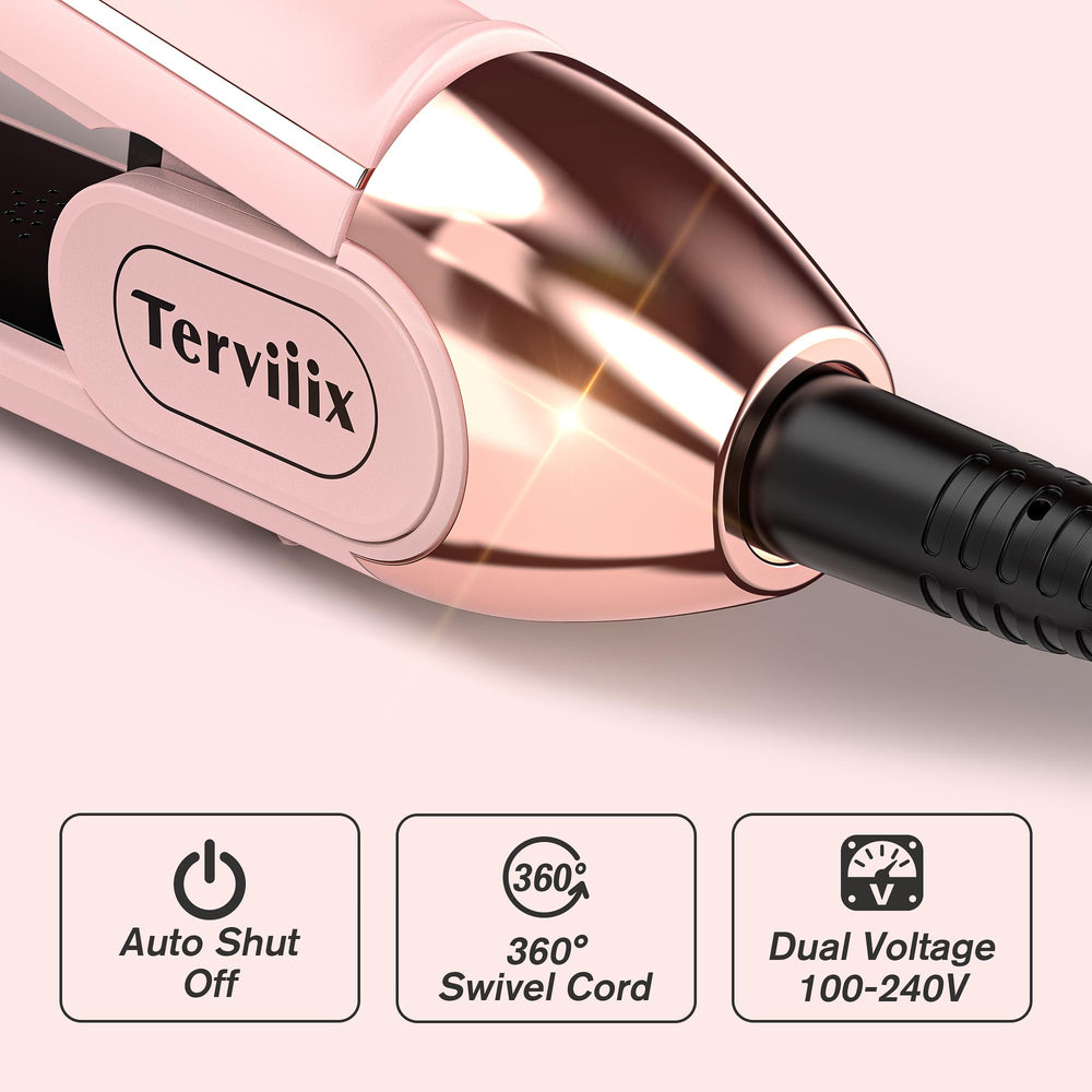 Terviiix salon-grade flat iron with rose-gold titanium for professional results