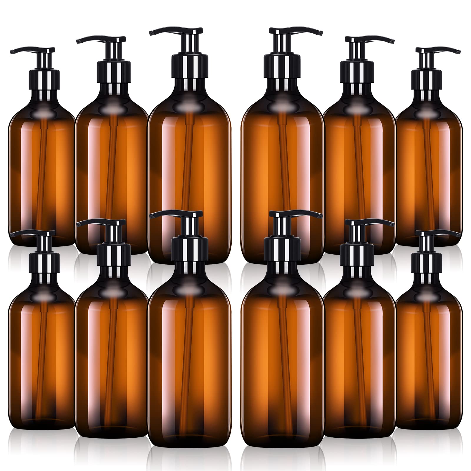 Tessco for you amber dispenser 12-pack front view—organized bathroom storage.