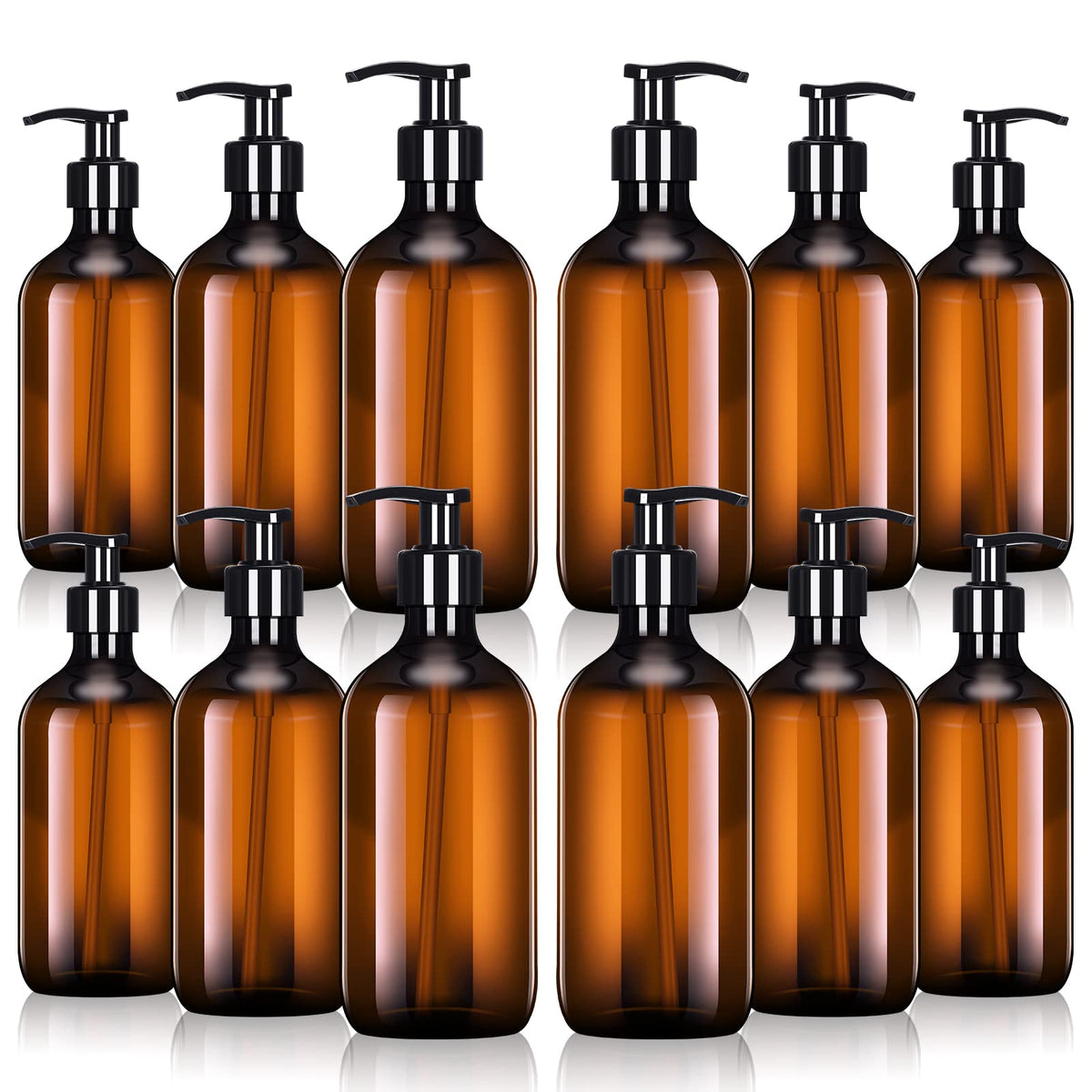 Tessco for you amber dispenser 12-pack front view—organized bathroom storage.
