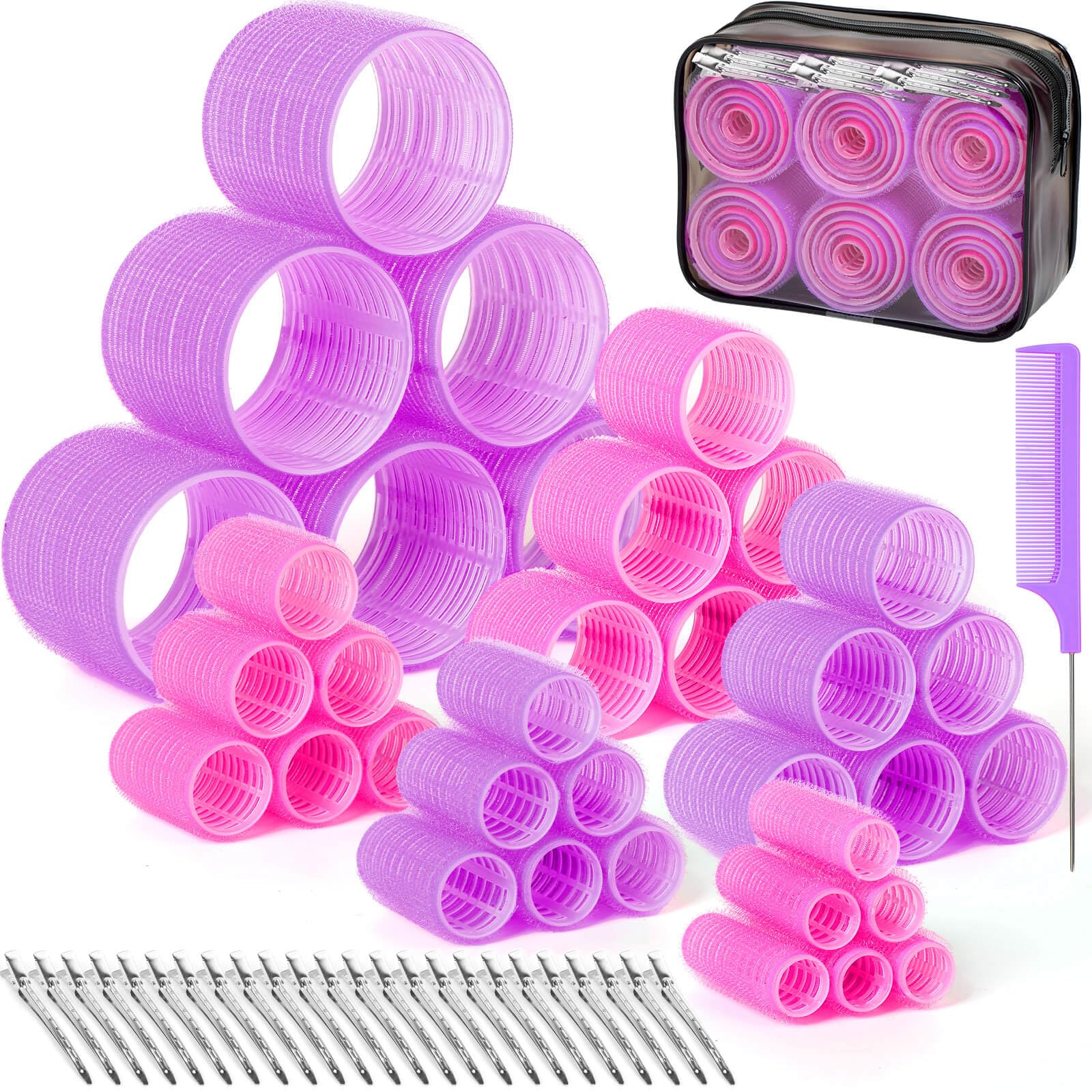 Tetutor 62-piece hair rollers set front view for versatile styling options