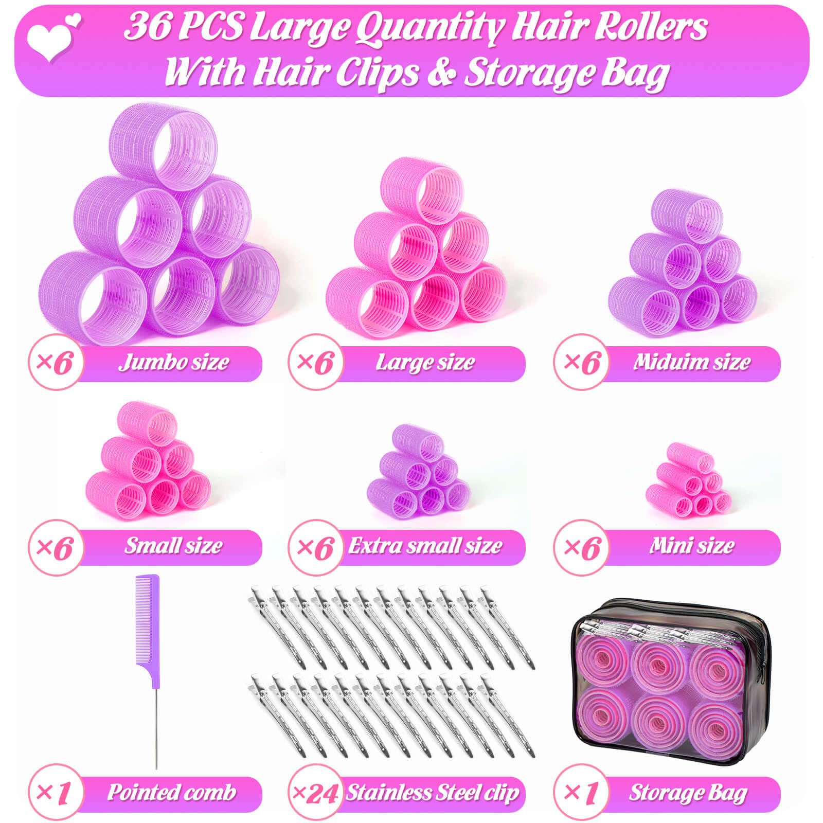 Tetutor self-grip rollers with 24 clips securely holding heatless styles