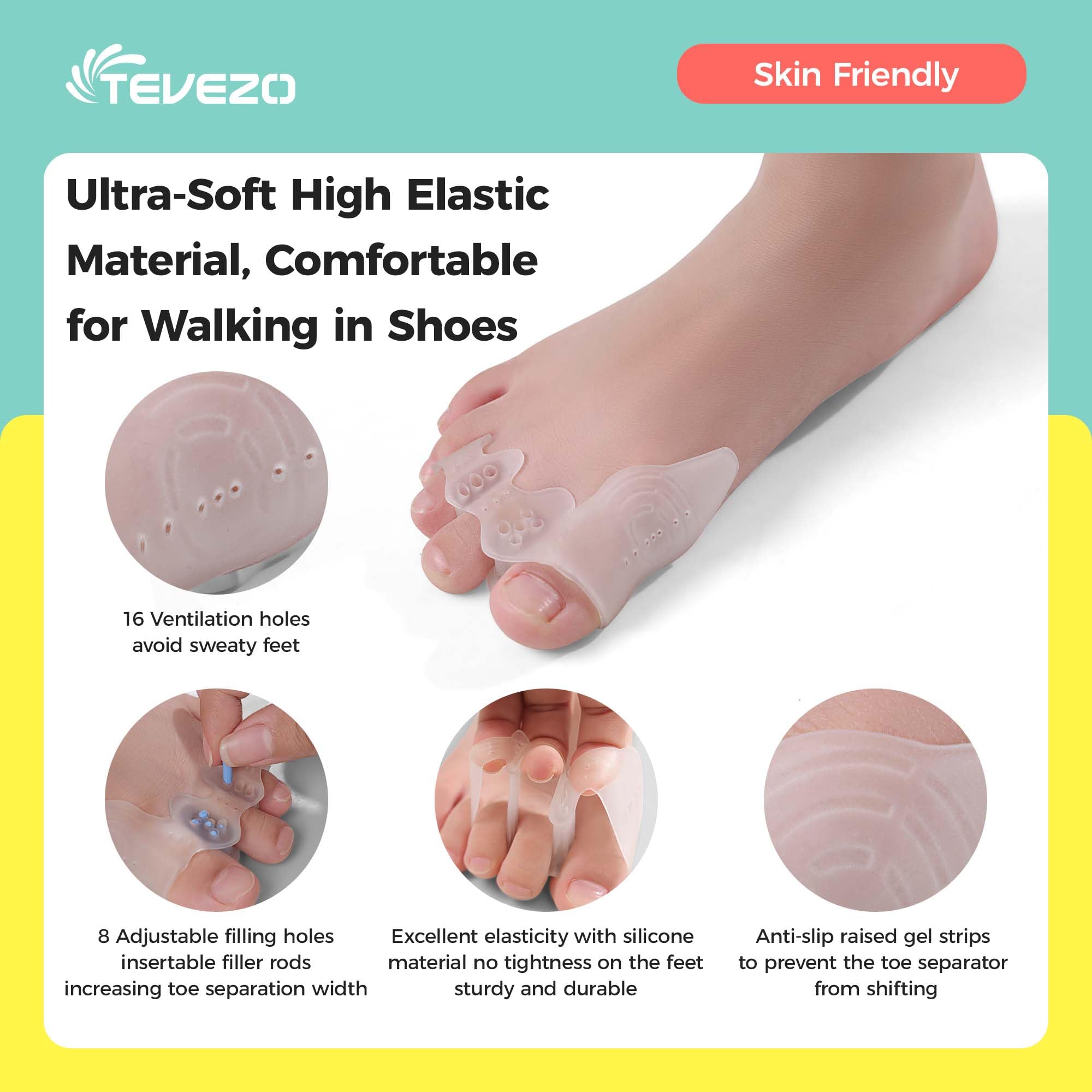Tevezo toe spacers kids included 20 fillers for customization