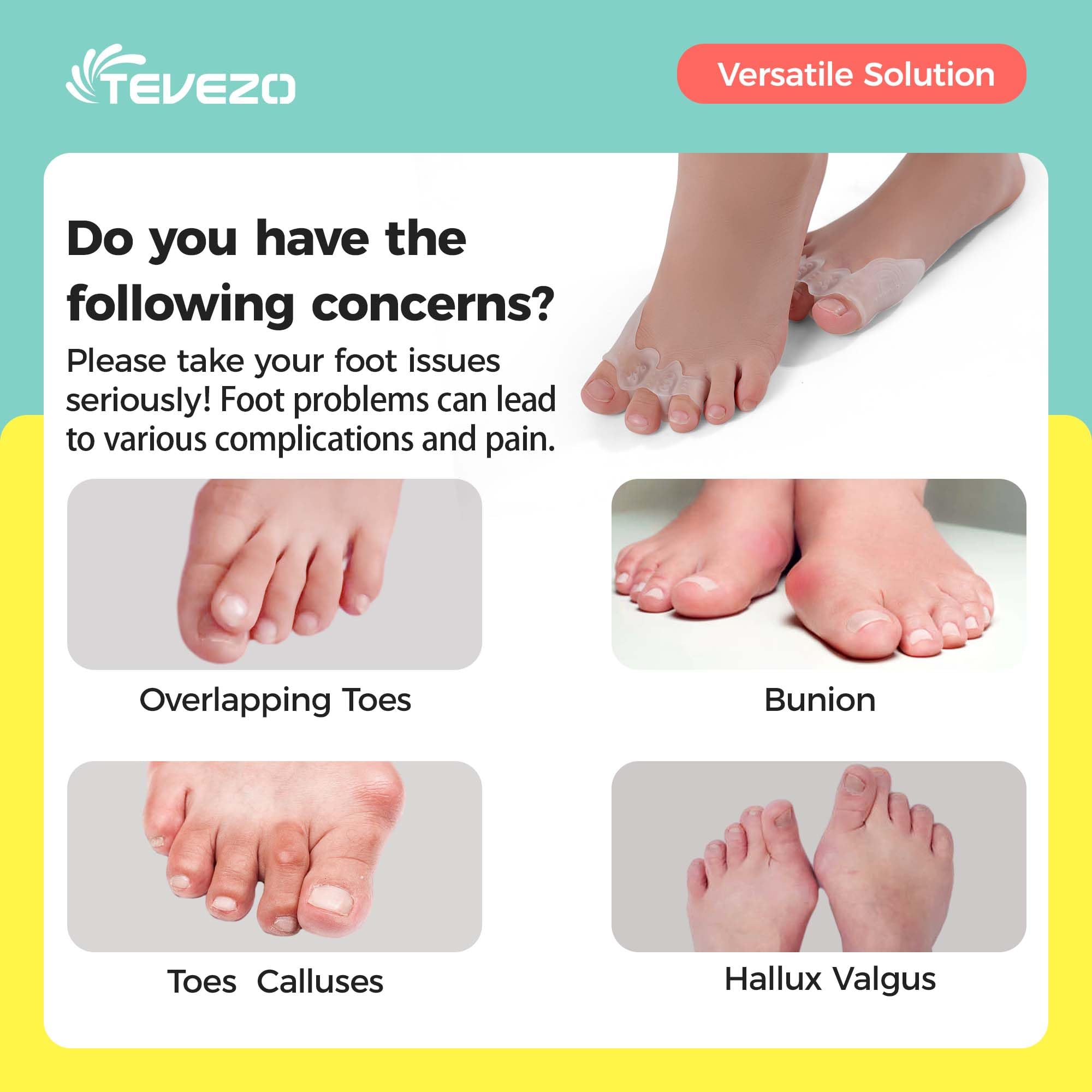 Tevezo toe spacers kids small size chart for precise fit