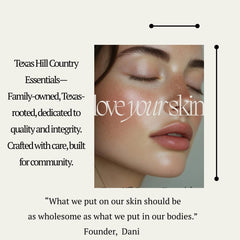 Texas Hill Country Essentials moisturizer hands application showcases deep moisture for dry skin.
