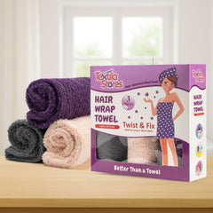Textila hair wrap towel plum close-up in soft cotton for high absorption