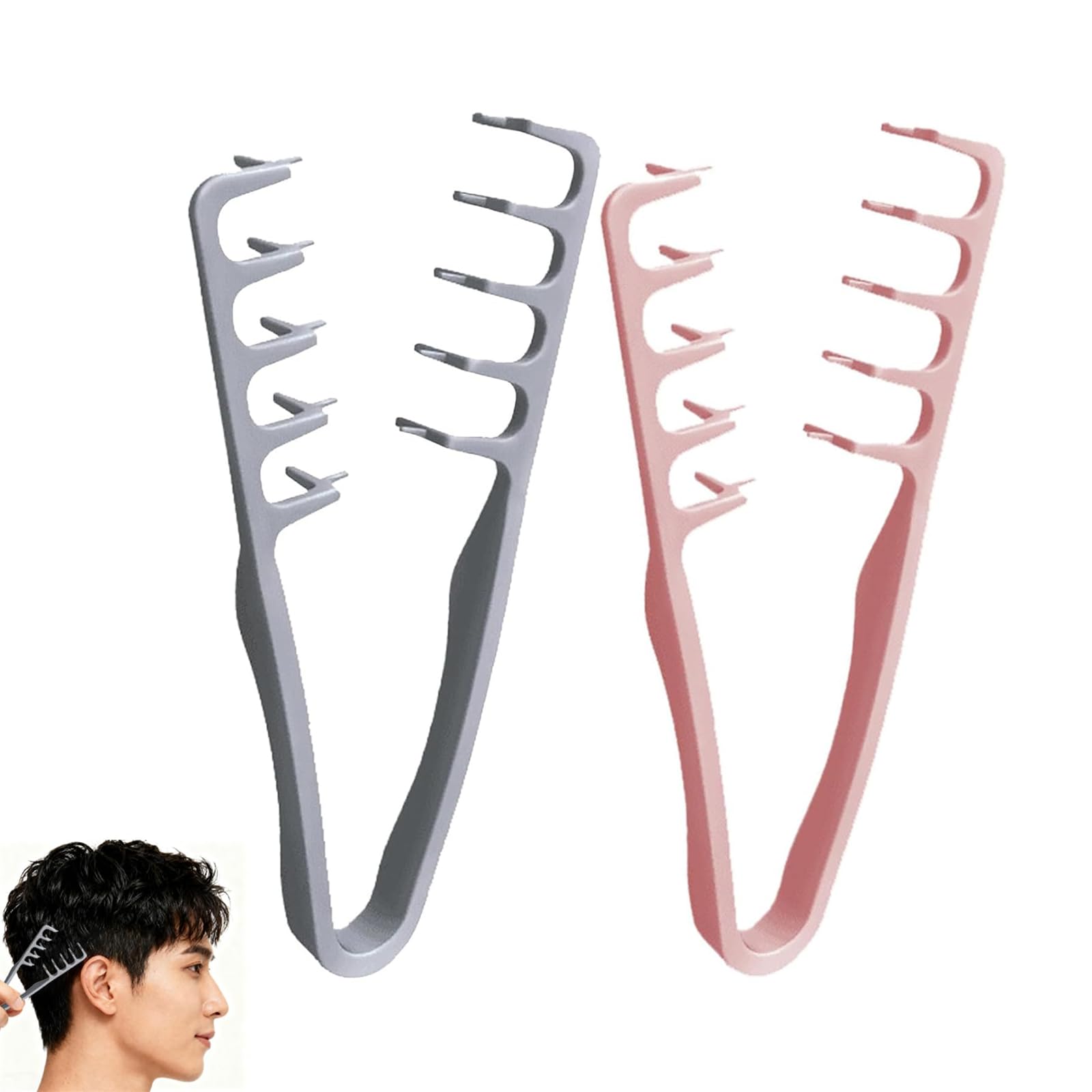Texture comb lifts roots for volume in grey pink pack, showcasing everyday styling potential