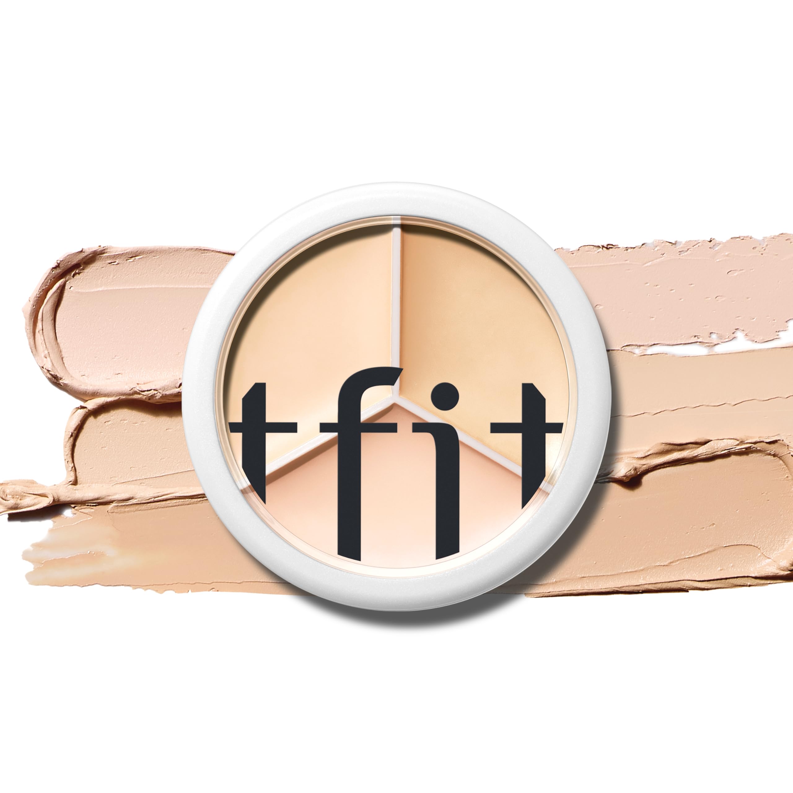 TFIT Multi-Use Pot Concealer triple palette 00 Light swatches for color match and coverage.