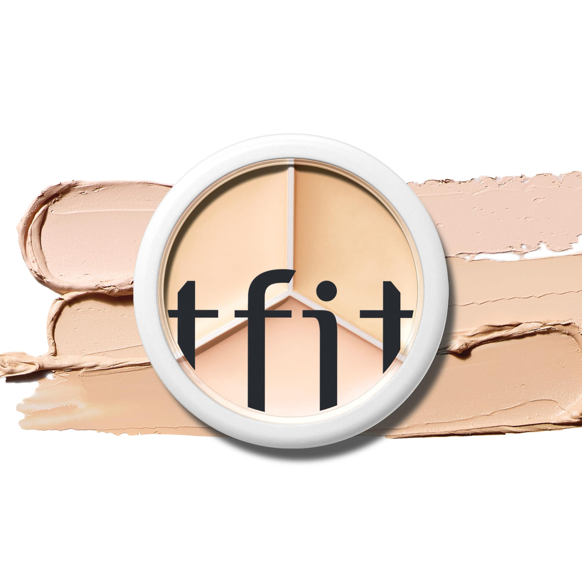 TFIT Multi-Use Pot Concealer triple palette 00 Light swatches for color match and coverage.