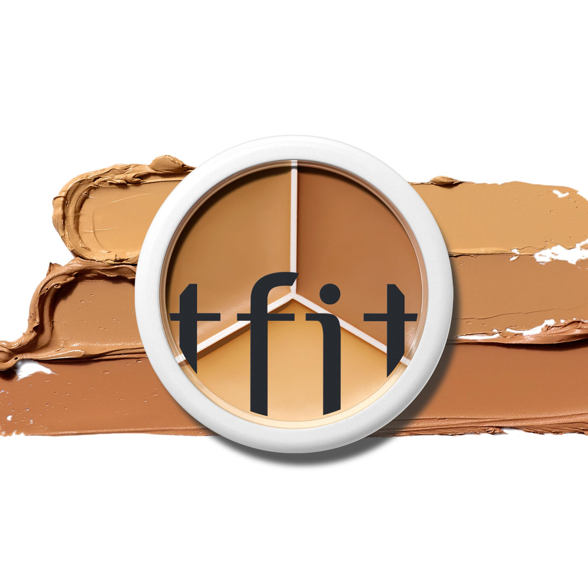 TFIT multi-use concealer triple palette closeup with rich pigmentation for flawless coverage