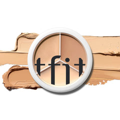TFIT Multi-Use Pot Concealer triple palette packaging close-up highlights versatile coverage options.