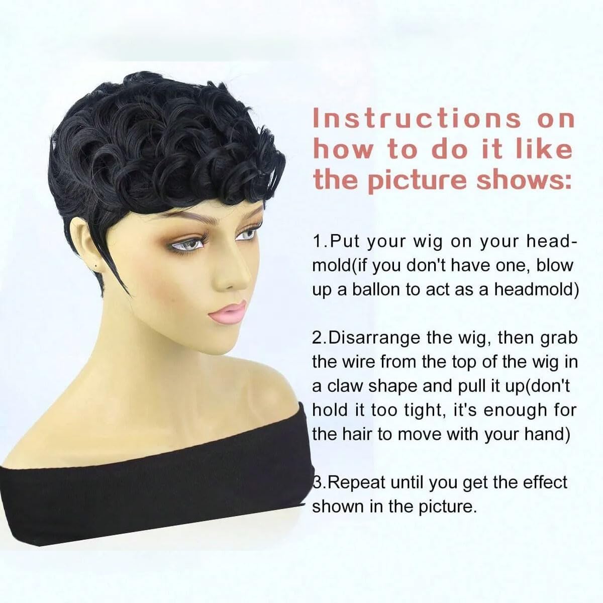Tgezer Short Pixie Wig glueless adjustment strap ensures secure all-day wear