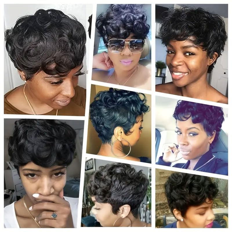 Tgezer Short Pixie Wig realistic hairline close-up emphasizes natural framing