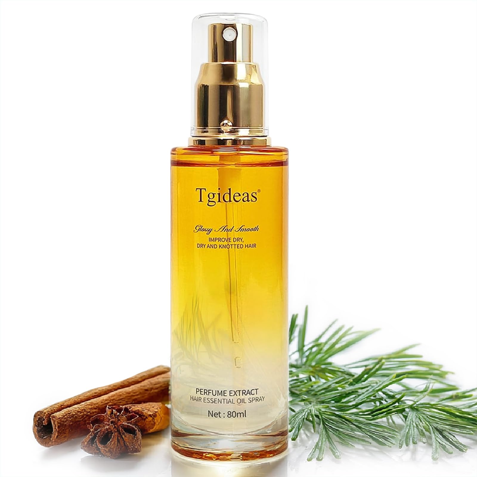 Tgideas hair oil spray bottle demonstrates lightweight hydration for dry hair.