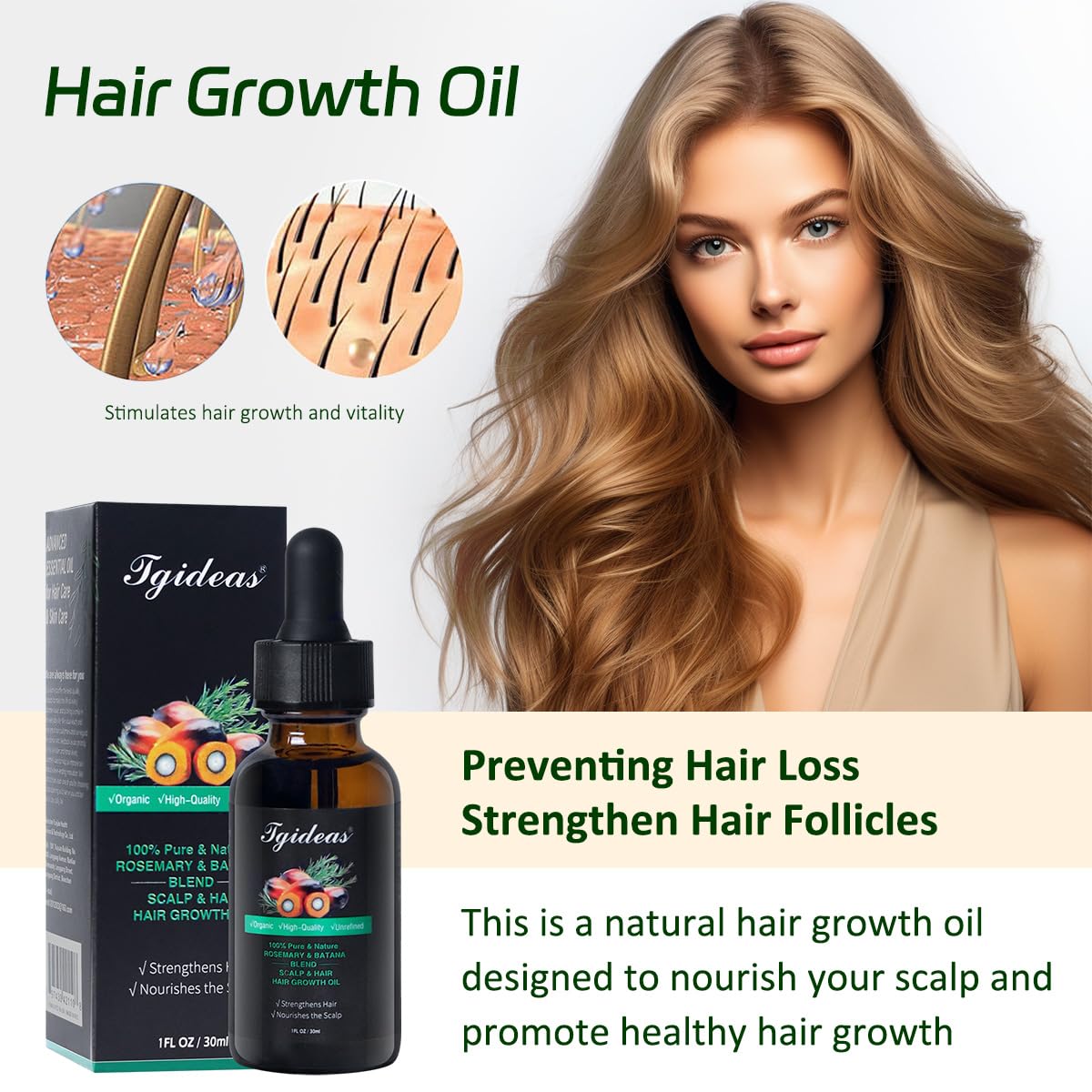 Tgideas Rosemary Batana Oil ingredient blend highlights natural oils for hair nourishment
