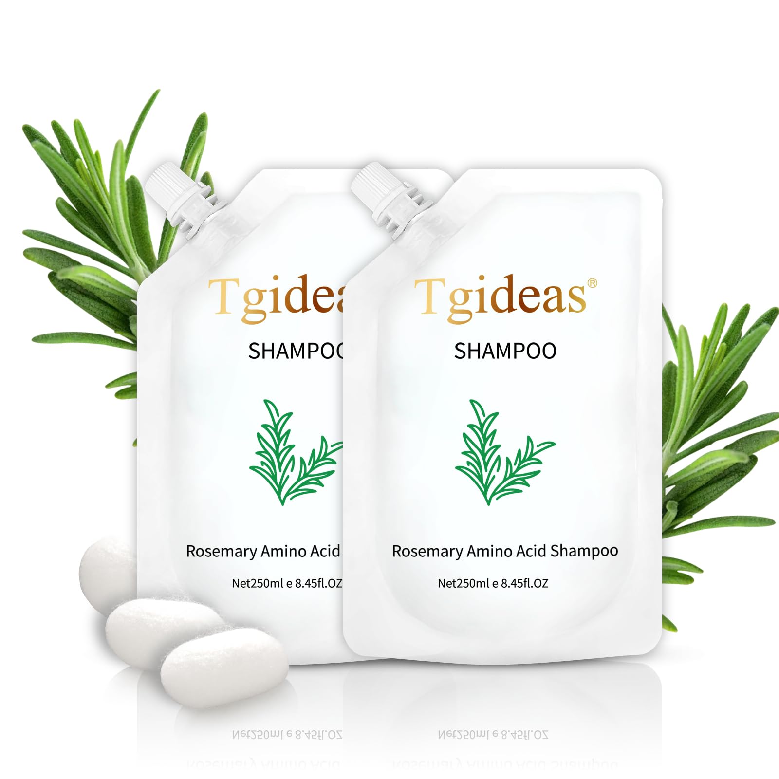 Tgideas Rosemary Biotin Amino Acid Shampoo bottle front shows natural nourishment.