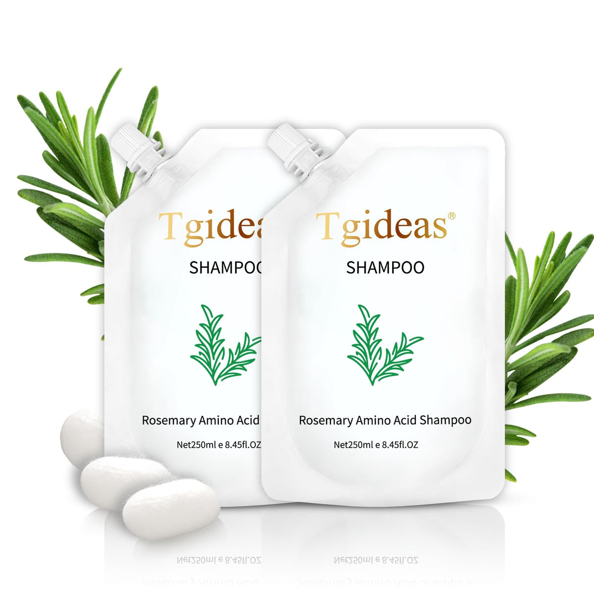 Tgideas Rosemary Biotin Amino Acid Shampoo bottle front shows natural nourishment.