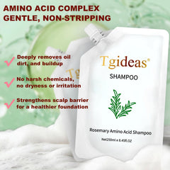 Tgideas Rosemary Biotin Amino Acid Shampoo bottle pour demonstrates easy daily use for fuller-looking hair.