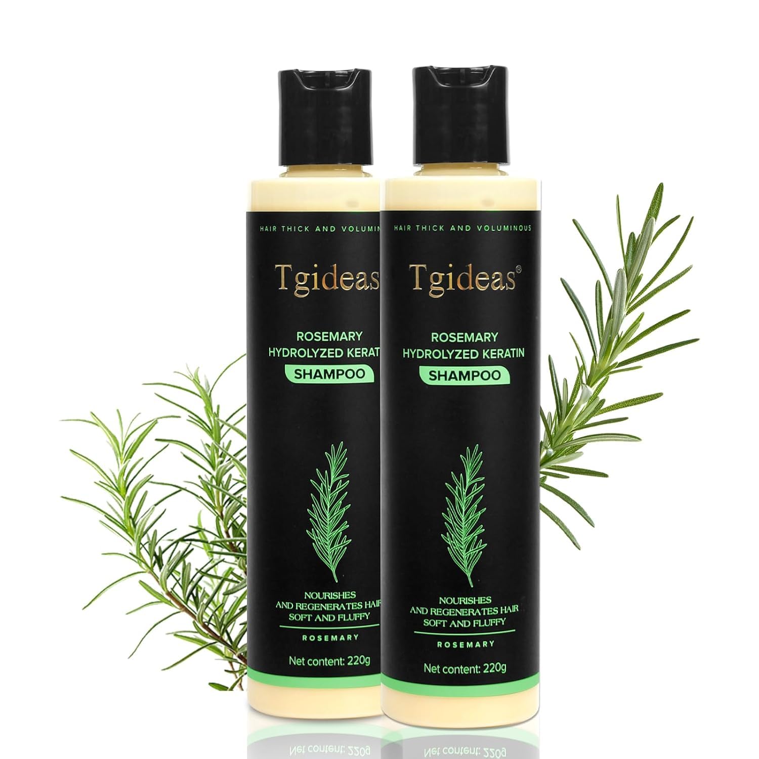 Tgideas Rosemary Biotin Shampoo bottle showcasing volumizing formula for thinning hair