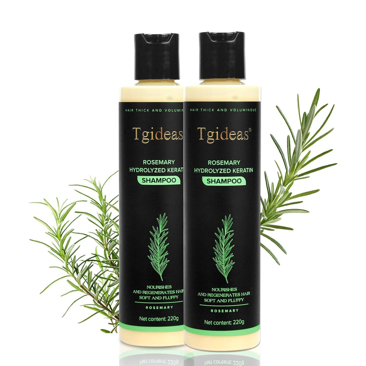 Tgideas Rosemary Biotin Shampoo bottle showcasing volumizing formula for thinning hair