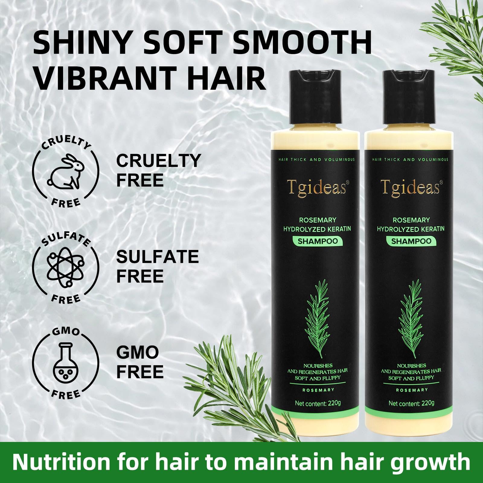 Tgideas Rosemary Biotin Shampoo hair application shot hints at volumizing wash in routine