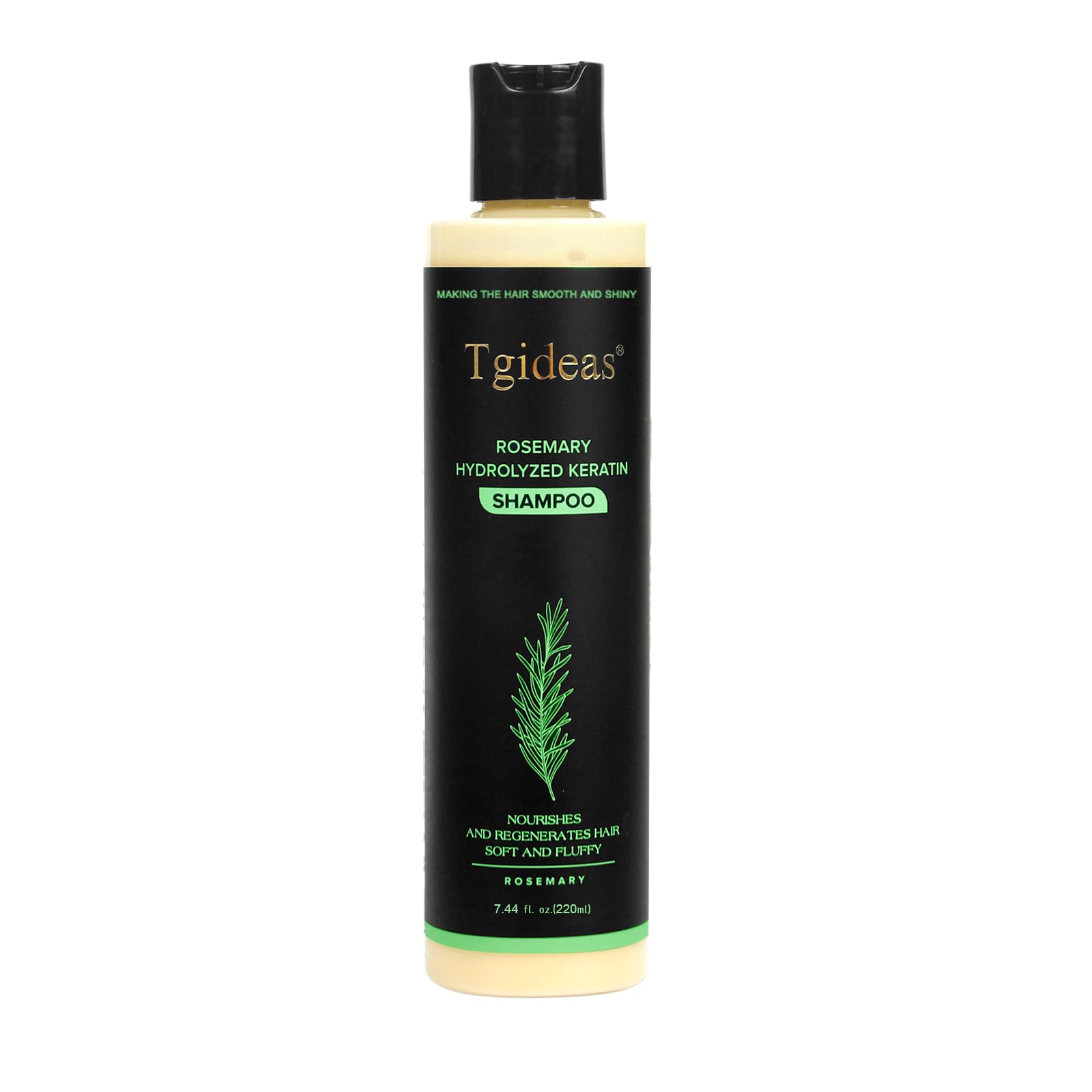 Tgideas rosemary hair growth shampoo bottle promoting stronger, shinier hair.