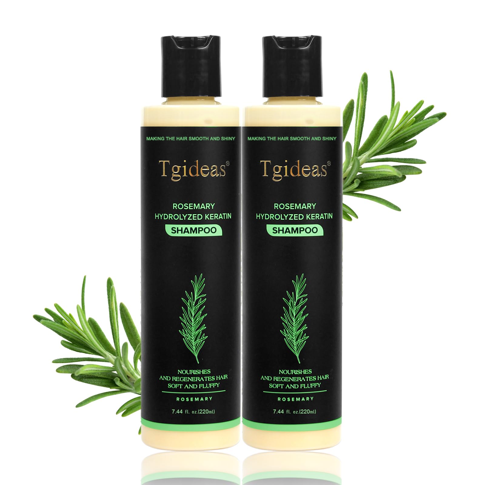 Tgideas Rosemary Shampoo bottle front for daily scalp nourishment and hair strength.