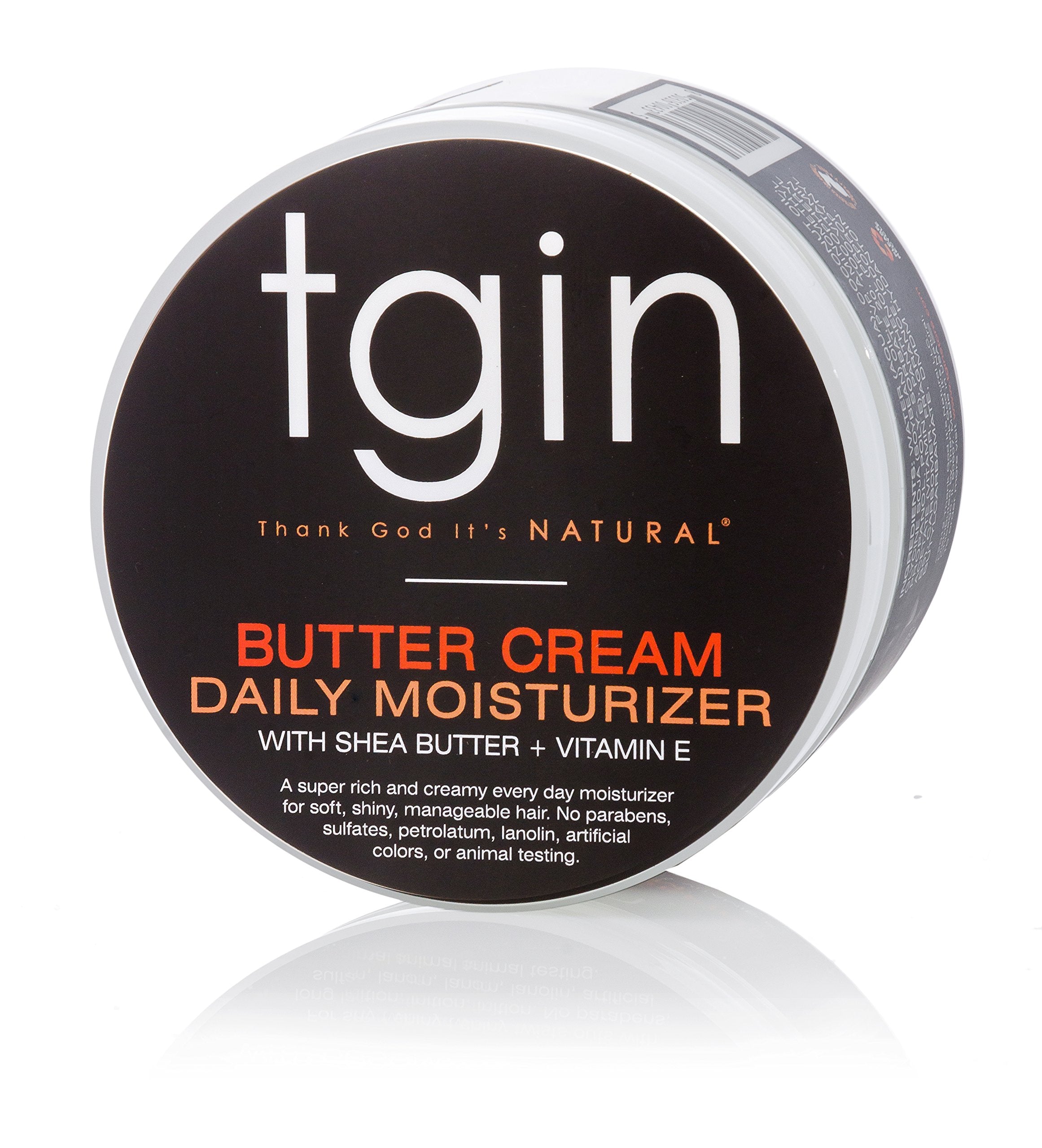 tgin Butter Cream Daily Moisturizer two-pack label highlights moisturization for curly hair.