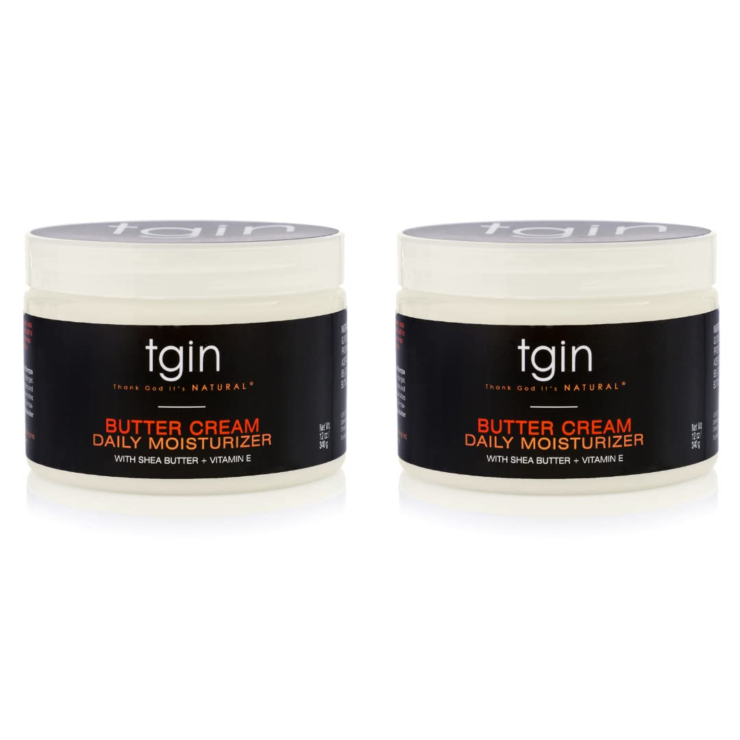tgin Butter Cream Daily Moisturizer Duo bottles deliver deep hydration for natural hair.