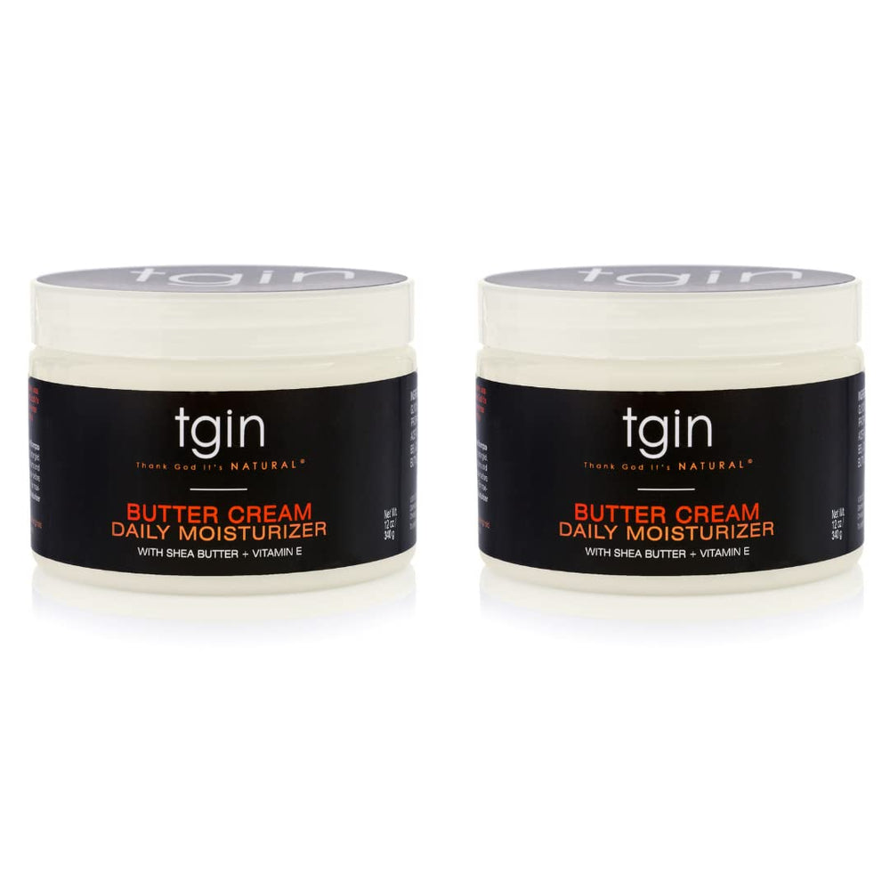 tgin Butter Cream Daily Moisturizer Duo bottles deliver deep hydration for natural hair.
