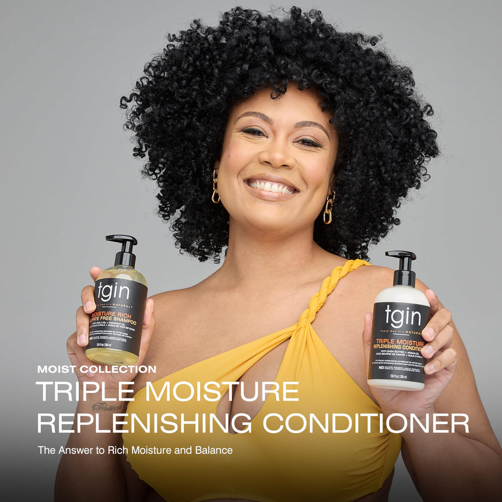 tgin conditioner cream texture close-up highlights slip for detangling