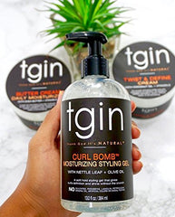 tgin Curl Bomb frizz control close-up highlighting smooth shine