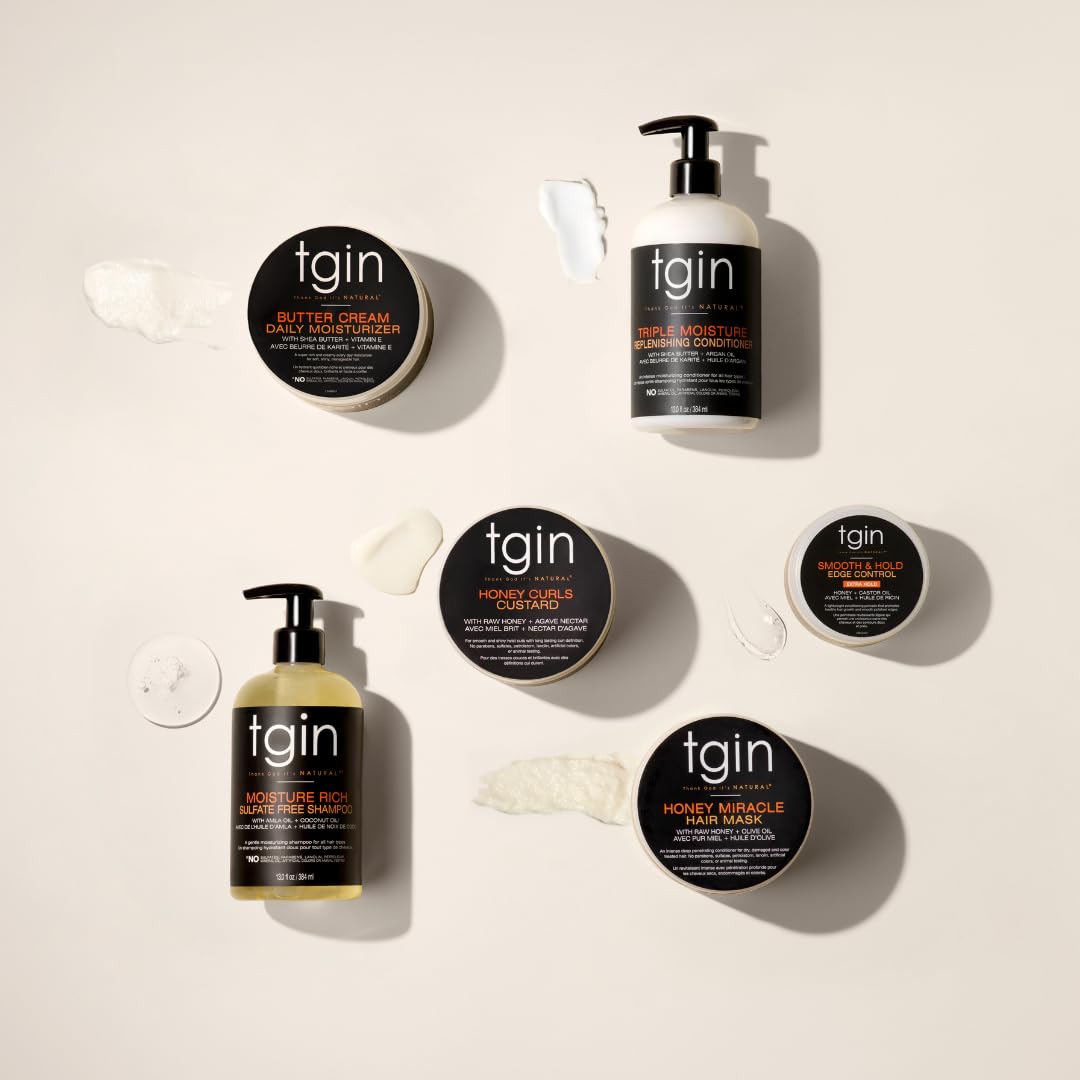tgin hair-care routine setup with shampoo and conditioner duo