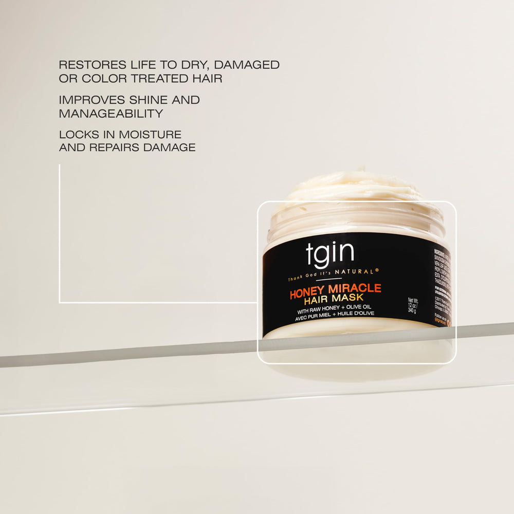 tgin Honey Miracle Hair Mask 3C-4C hair close-up highlights curl definition