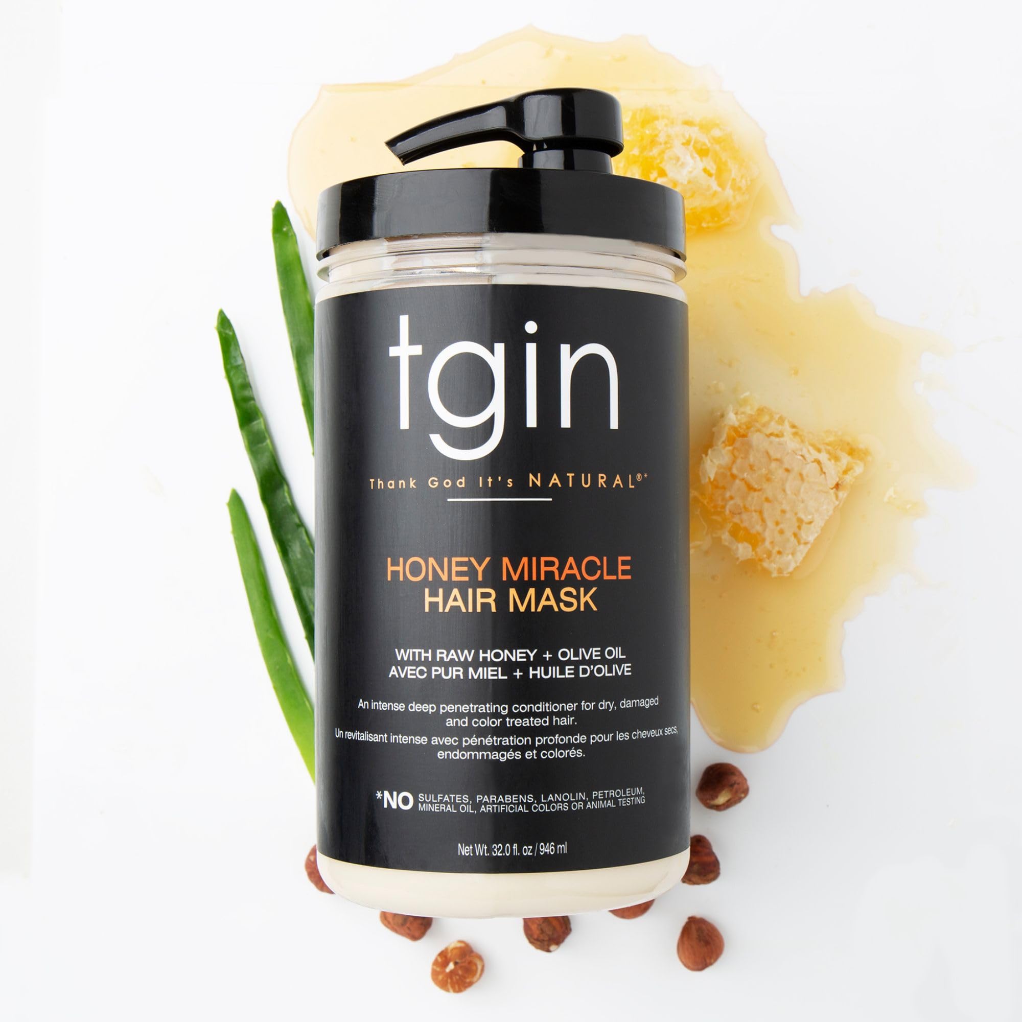 TGIN Honey Miracle Hair Mask application scene showing detangling and even distribution