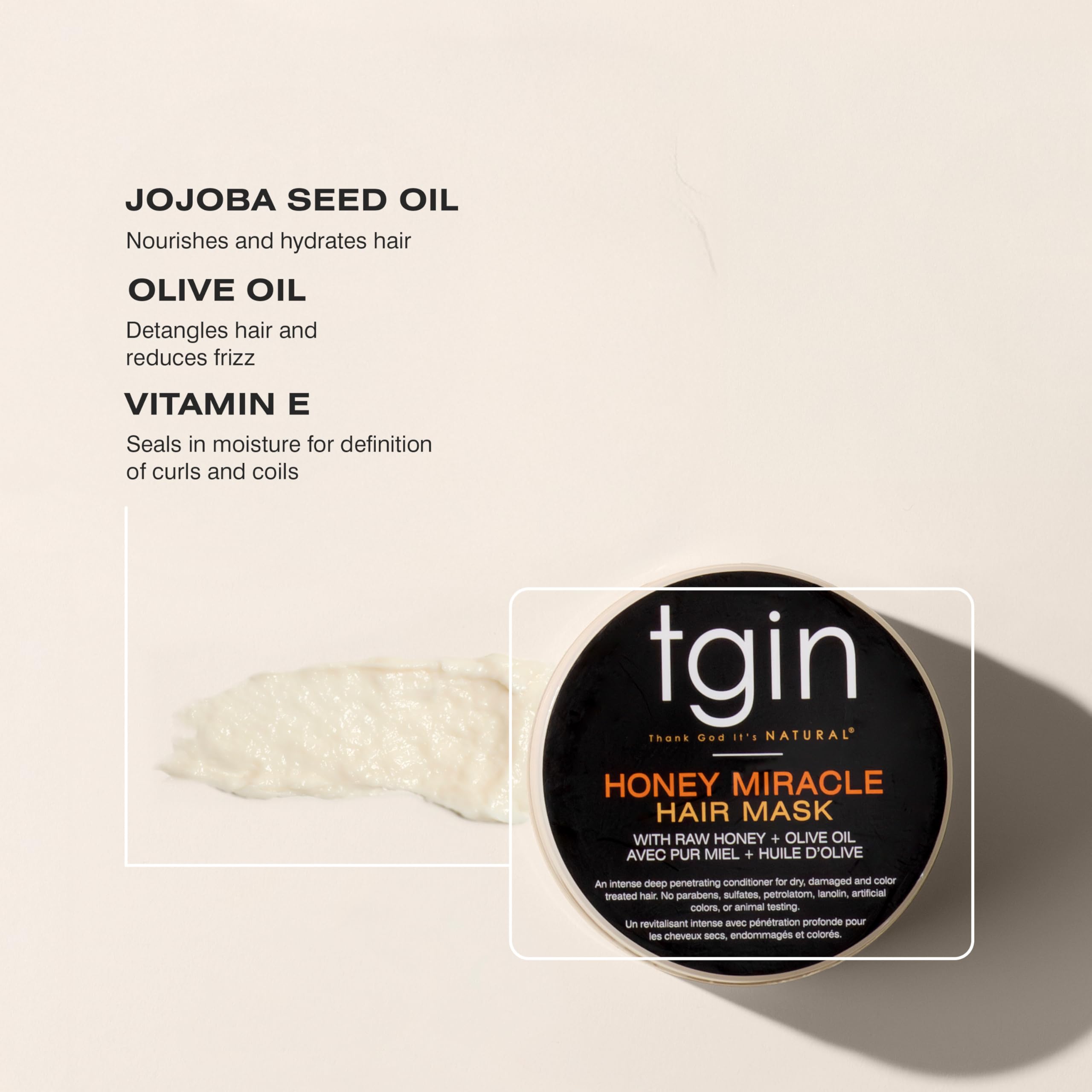 tgin Honey Miracle Hair Mask curls show soft shine and manageability