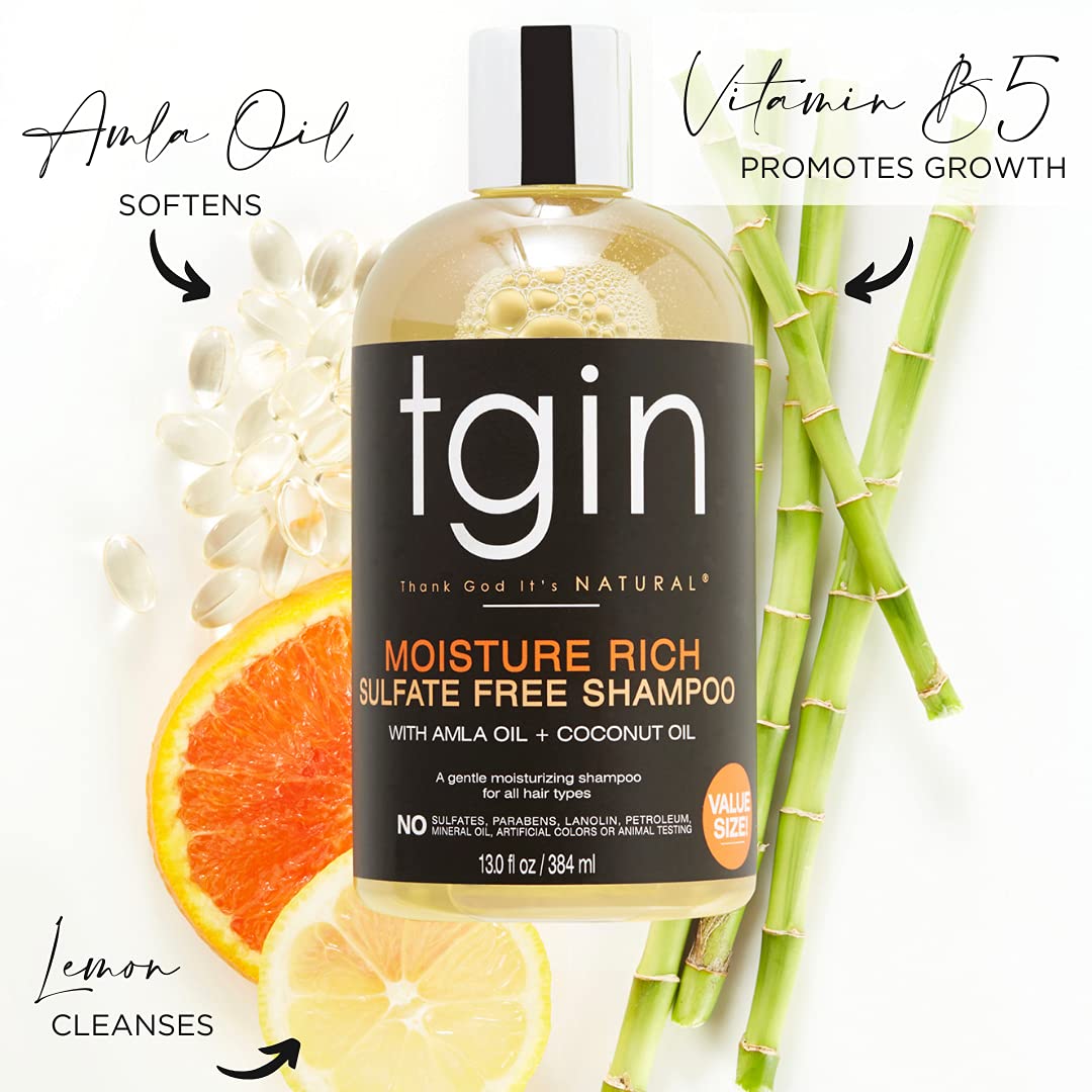 TGIN Moisture Rich Shampoo on towel-dried hair reveals smooth, frizz-free results.