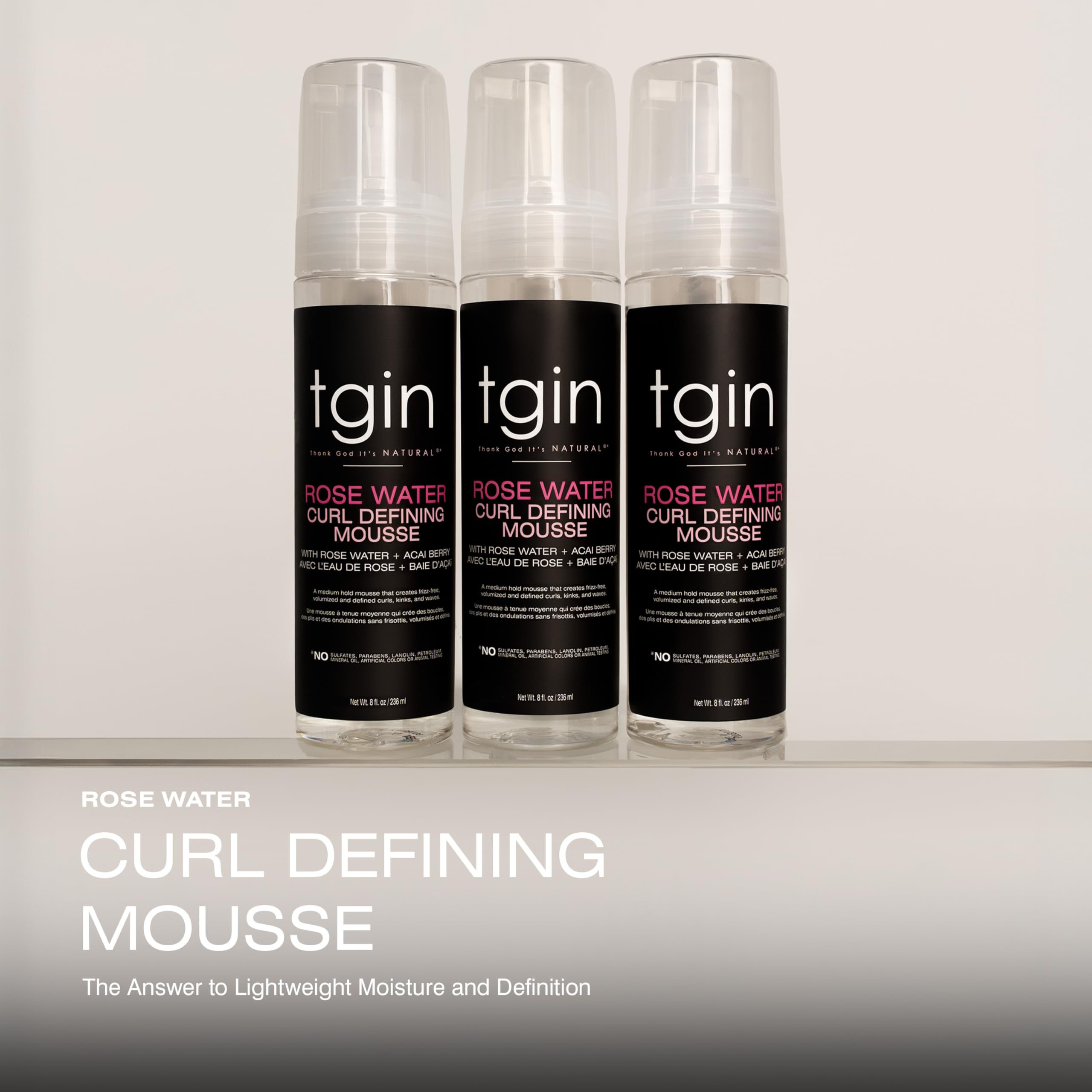 tgin rose water defining mousse rose water ingredients emphasize antioxidants and vitamins.