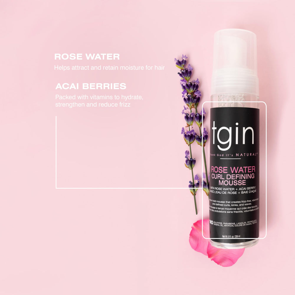 tgin rose water defining mousse soft defined curls ideal for everyday styling.