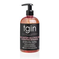 tgin Rose Water sulfate-free hydrating shampoo bottle provides gentle cleanse for curly hair