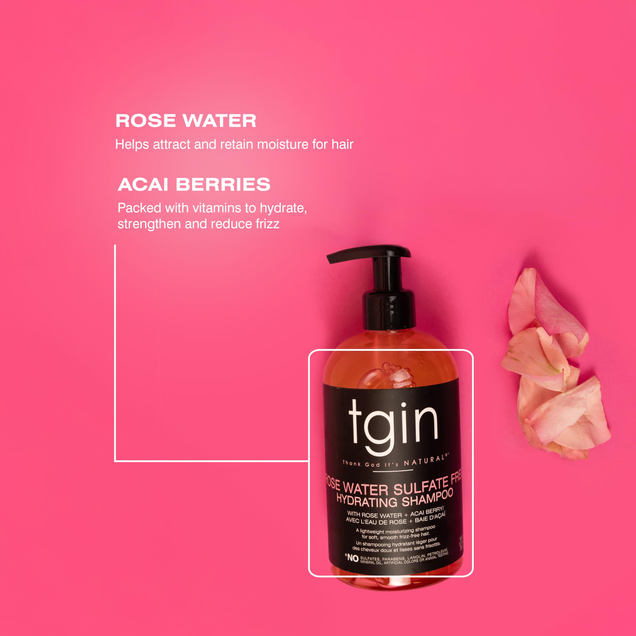 tgin Rose Water sulfate-free hydrating shampoo shower scene for refreshing wash
