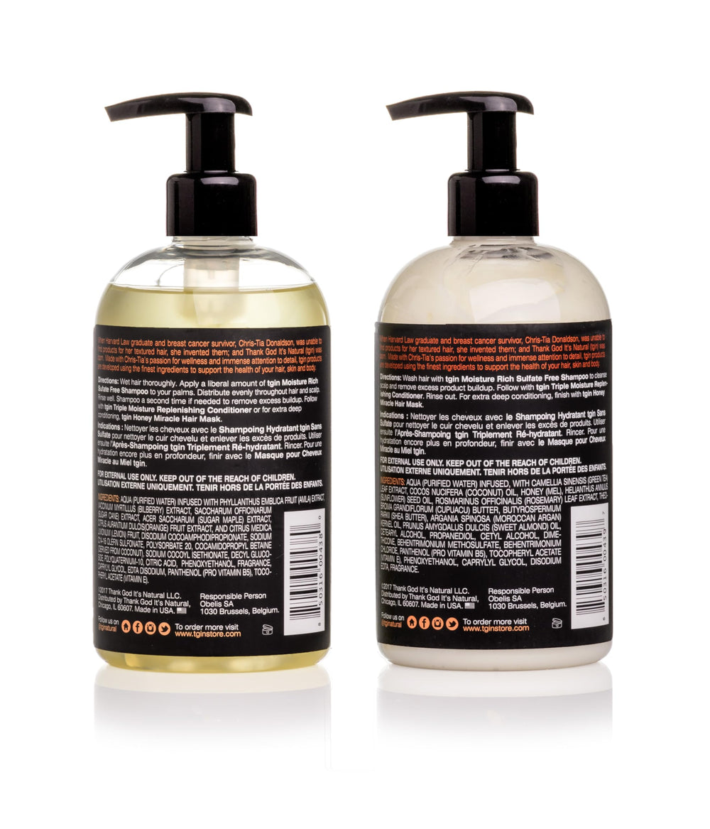 tgin triple moisture conditioner bottle showcases deep hydration for frizz control